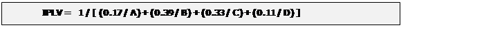 Text Box: IPLV =	 1 / [ (0.17 / A) + (0.39 / B) + (0.33 / C) + (0.11 / D) ]